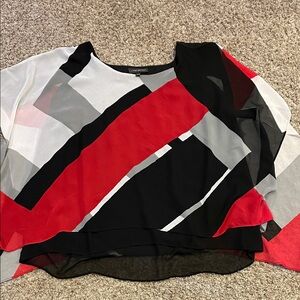 Lane Bryant Red and Black Abstract Blouse